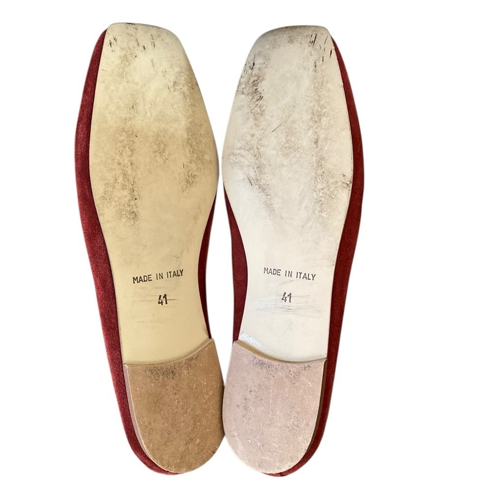 Avellini Burgundy Suede Ballet Flats Square Toe Buckle Size 9.5 - Picture 8 of 11